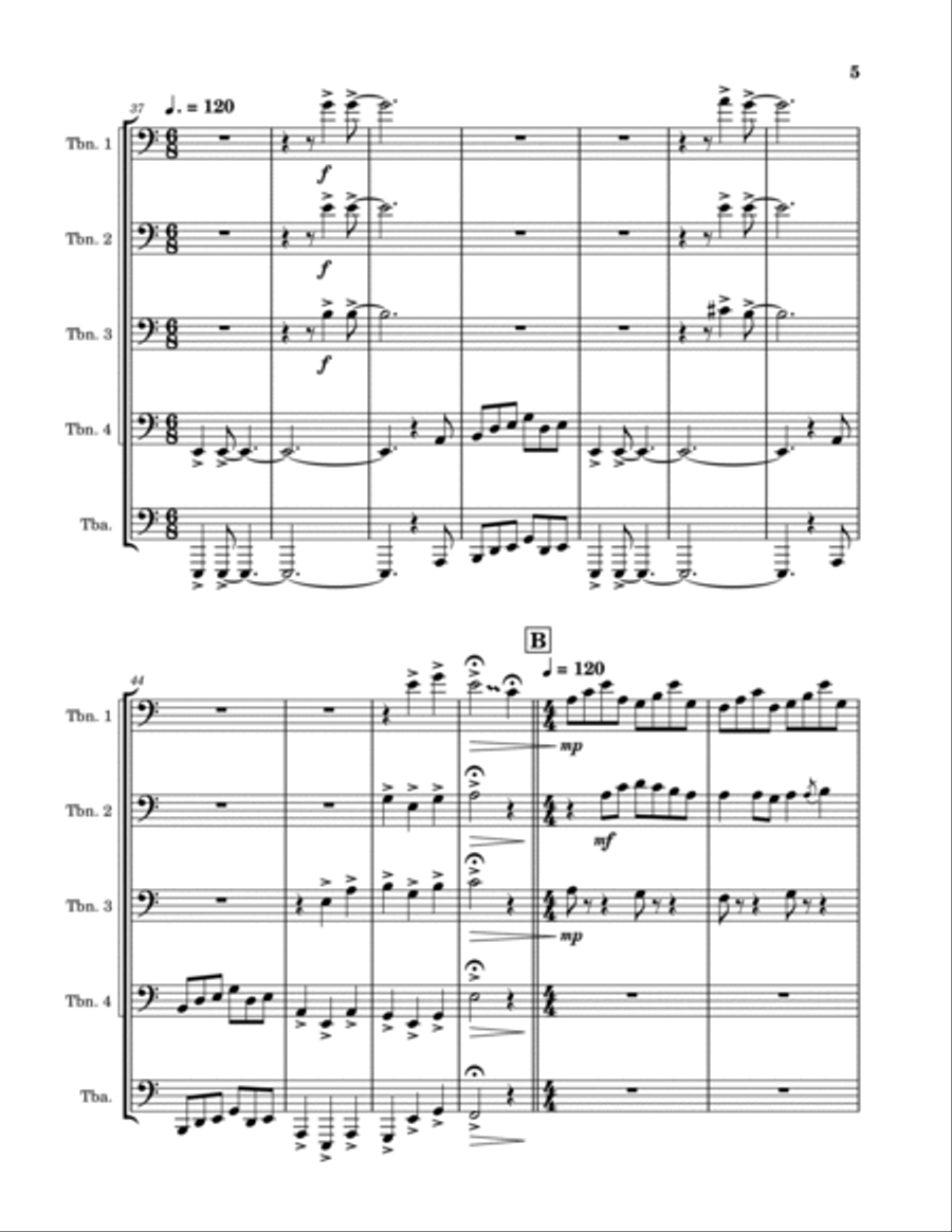 Carry On Wayward Son - Score Only Brass Quintet scores gallery preview page 5