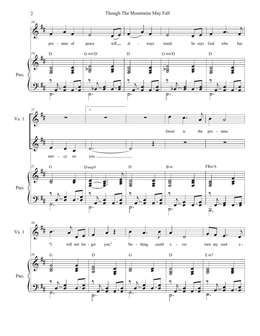 Though The Mountains May Fall (Vocal solo) Though The Mountains May Fall (Vocal solo) Piano, Vocal scores gallery preview page 2