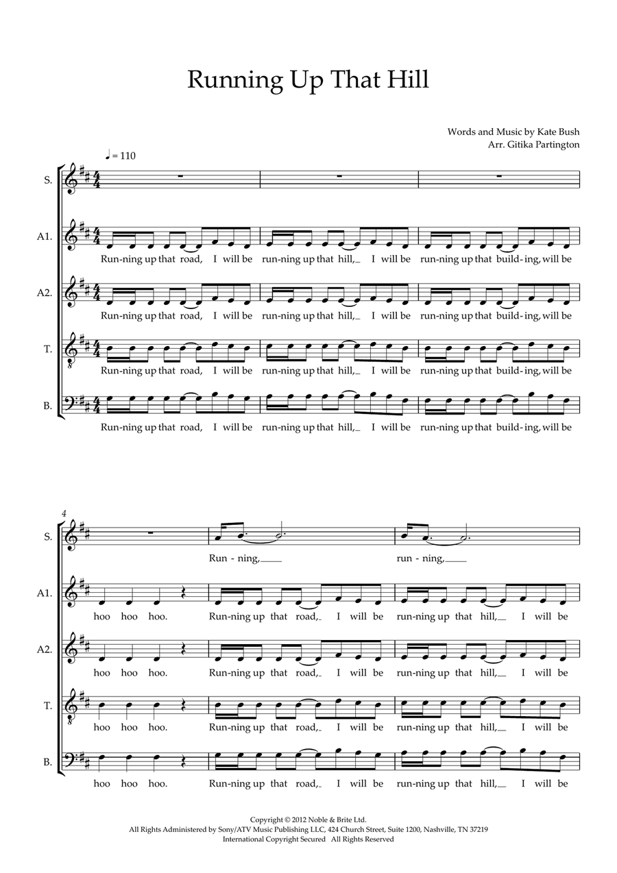 Running Up That Hill (A Deal With God) 2012 Remix (arr. Gitika Partington) Running Up That Hill (A Deal With God) 2012 Remix (arr. Gitika Partington) Choir scores gallery preview page 1