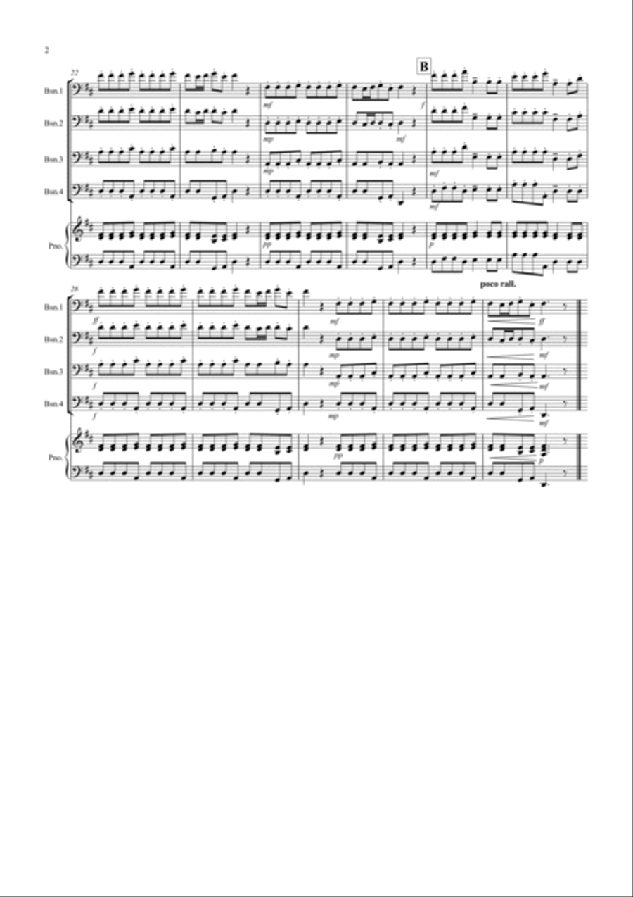 2 Classical Favourites for Bassoon Quartet (volume one) 2 Classical Favourites for Bassoon Quartet (volume one) Bassoon Quartet scores gallery preview page 2