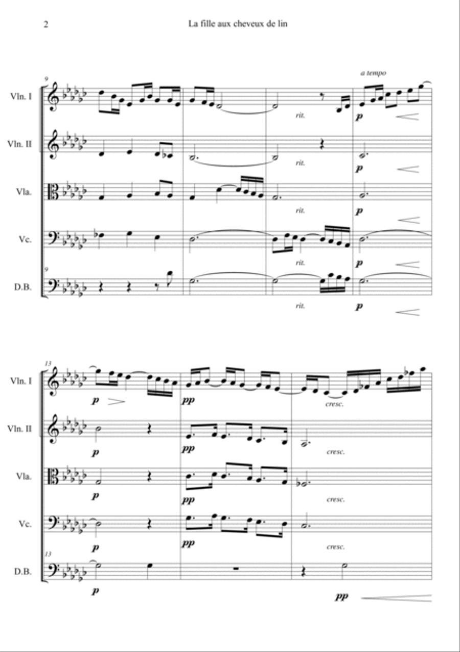 No.8 La Fille Aux Cheveux De Lin String Quintet scores gallery preview page 2
