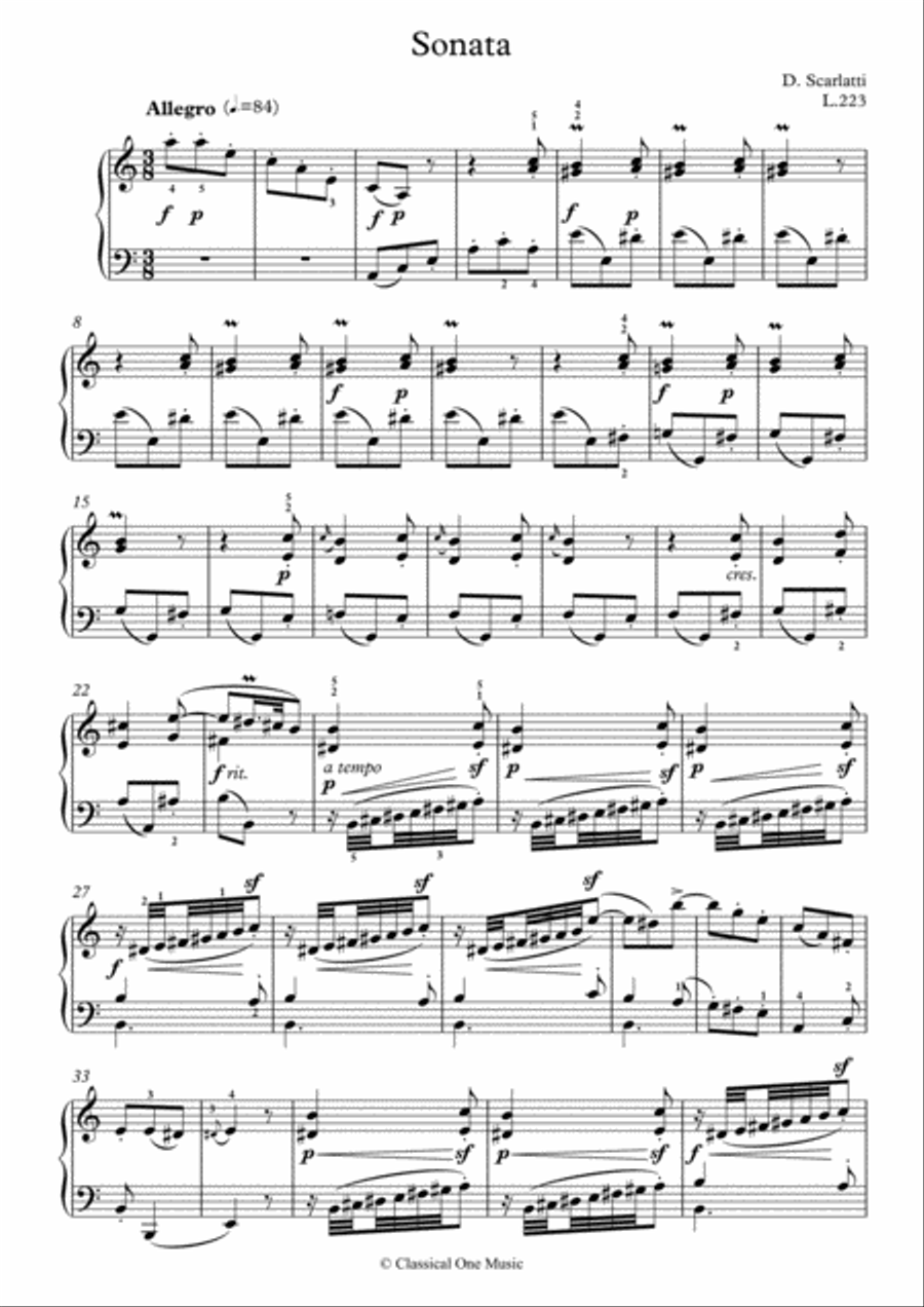 Scarlatti-Sonata in a-minor L.223 K.532(piano) Piano Solo scores gallery preview page 2