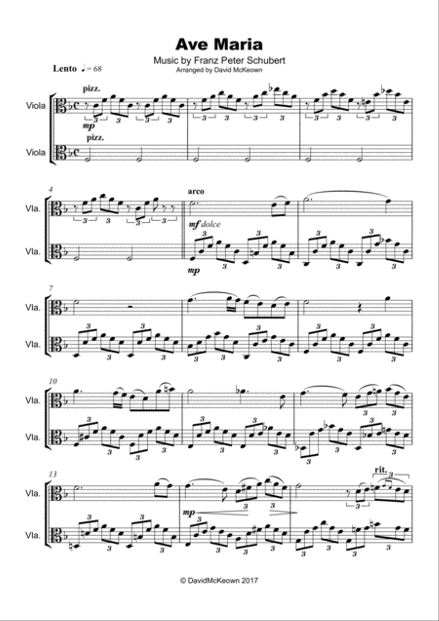 Ave Maria by Franz Schubert, Viola Duet String Duet scores gallery preview page 2