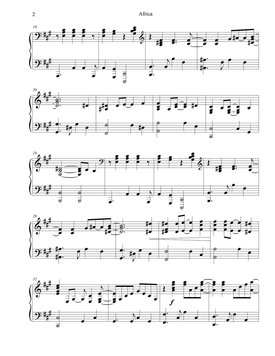 Africa Piano Solo scores gallery preview page 3