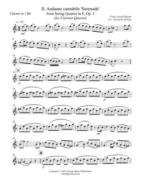Haydn - “Serenade” (for Clarinet Quartet) image number null