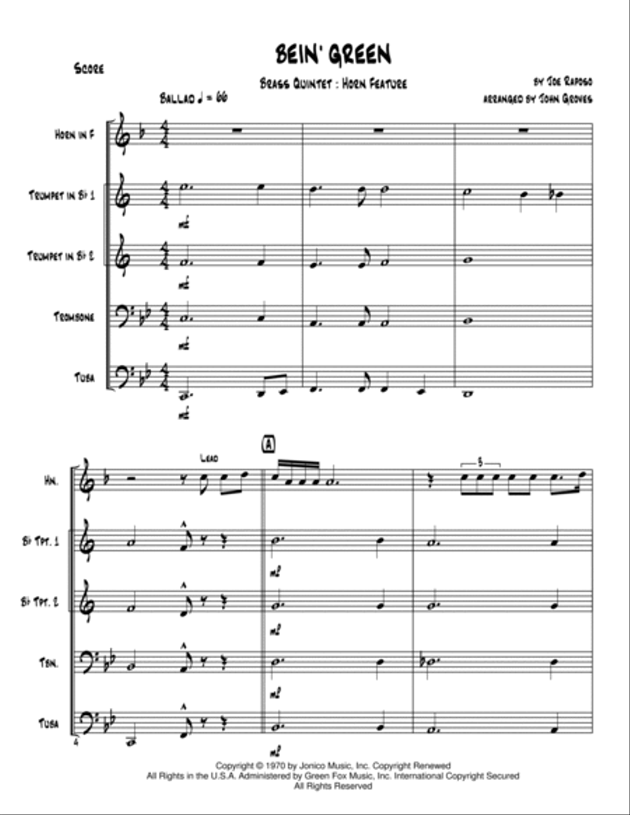 Bein' Green Brass Ensemble scores gallery preview page 2
