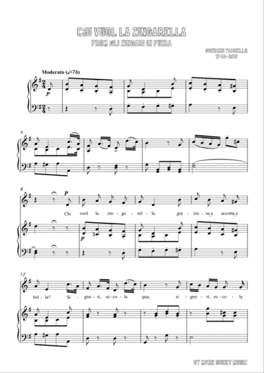 Paisiello-Chi Vuol la zingarella in G Major,for Voice and Piano Voice Solo scores gallery preview page 3