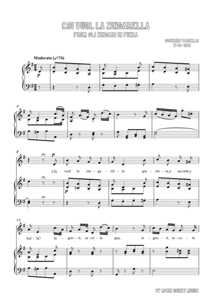 Paisiello-Chi Vuol la zingarella in G Major,for Voice and Piano image number null