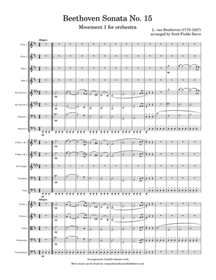 Beethoven, Piano Sonata No. 15, Movement 1 arranged for orchestra