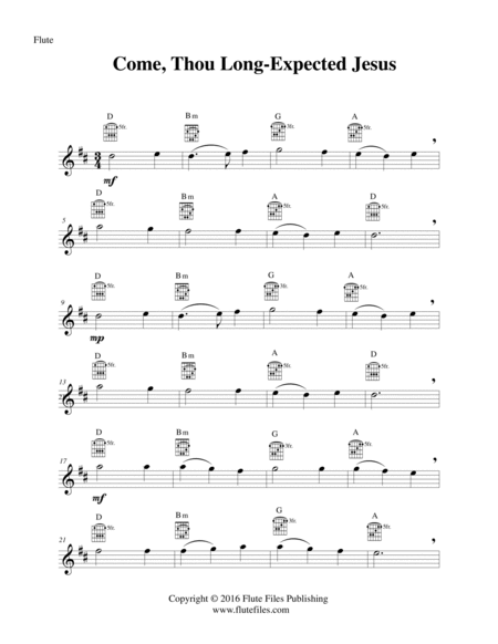 Come, Thou Long-Expected Jesus - Flute Solo with Guitar Chords image number null