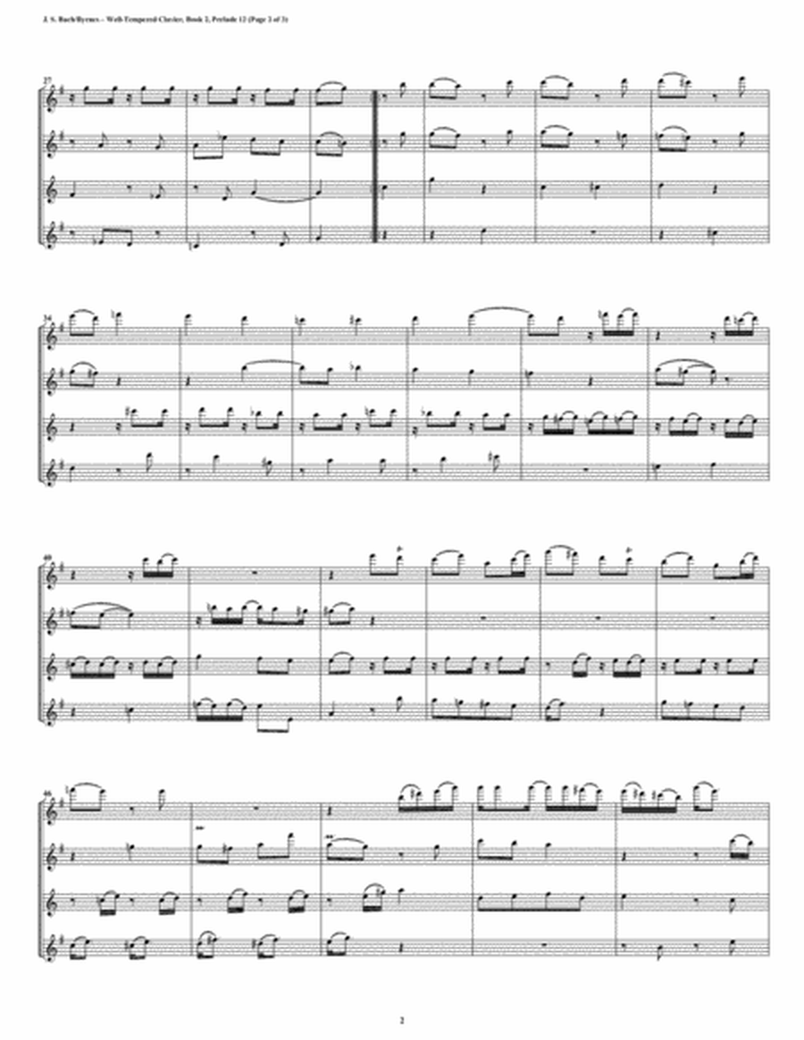 Prelude 12 from Well-Tempered Clavier, Book 2 (Flute Quartet) image number null