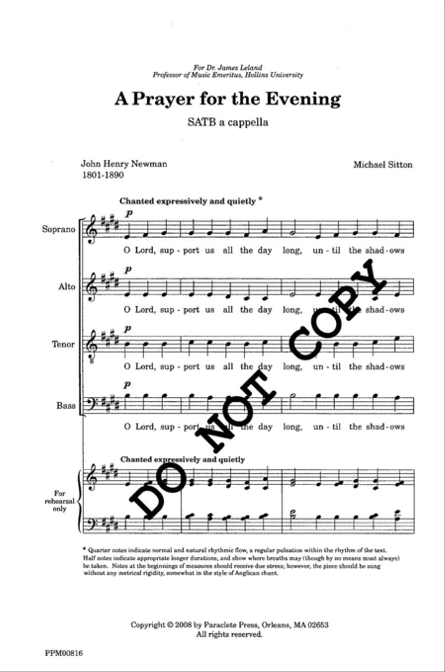A Prayer for Evening 4-Part scores gallery preview page 2