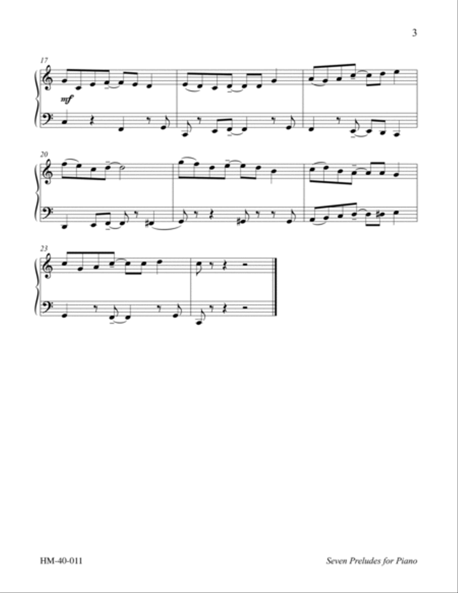 Seven Preludes for Piano Piano Method scores gallery preview page 3