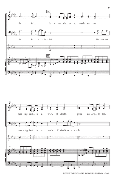 Let Us Talents And Tongues Employ (arr. John Leavitt) by Jamaican Folk Song 3-Part - Digital Sheet Music