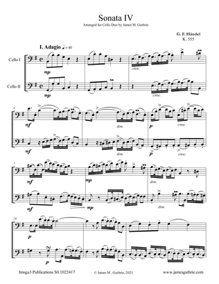 Book cover for Handel: Sonata No. 4 for Cello Duo