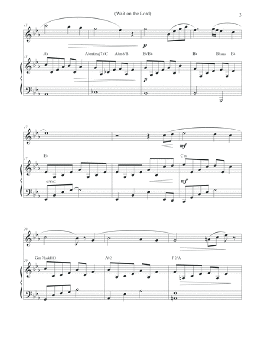 Wait on the Lord (Solo Flute & Piano) Flute Solo scores gallery preview page 3