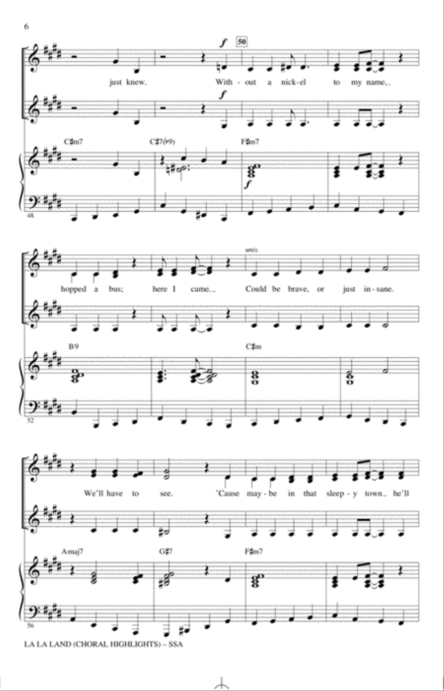 La La Land: Choral Highlights (arr. Mark Brymer) SSA scores gallery preview page 5