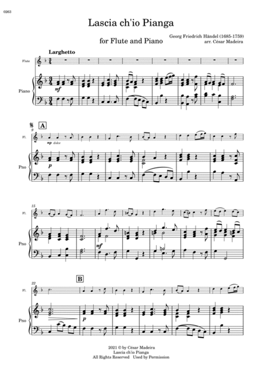 Lascia Ch'io Pianga - Flute and Piano (Full Score) image number null