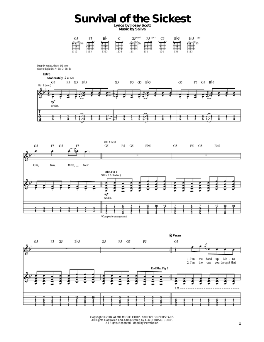 Survival Of The Sickest Electric Guitar scores gallery preview page 1