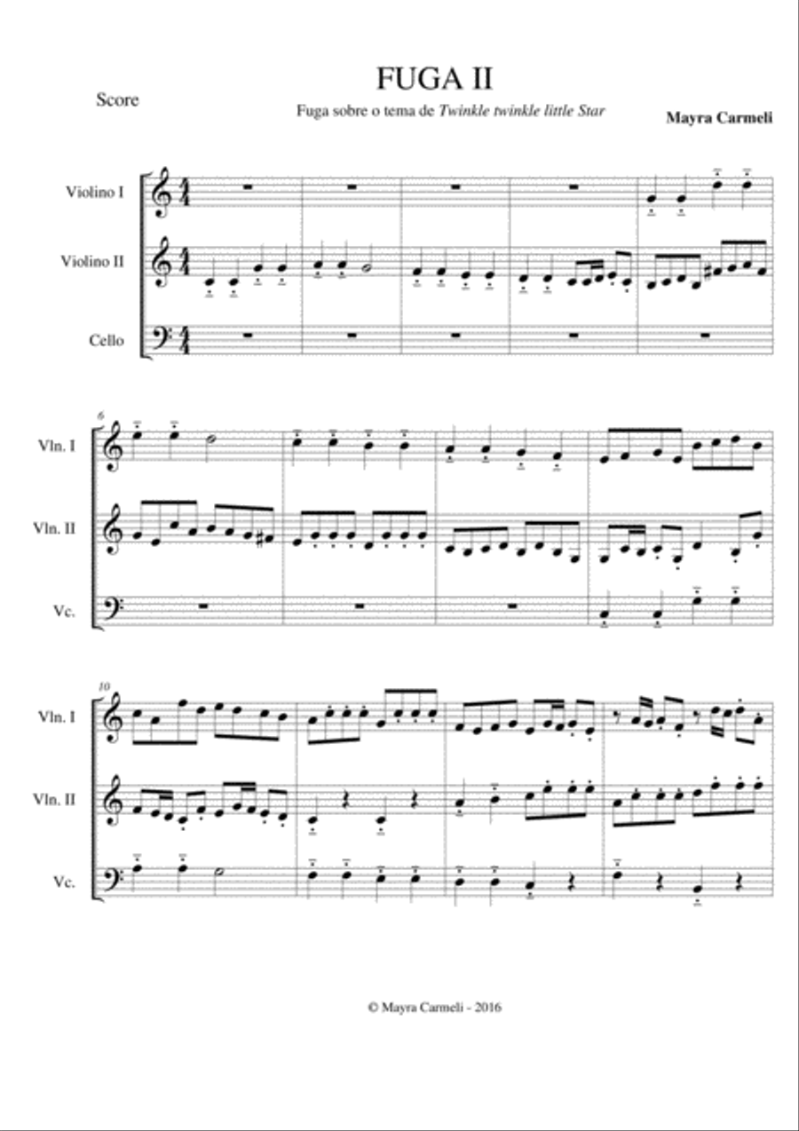 Fugue on Twinkle Twinkle Little Star String Duet scores gallery preview page 1