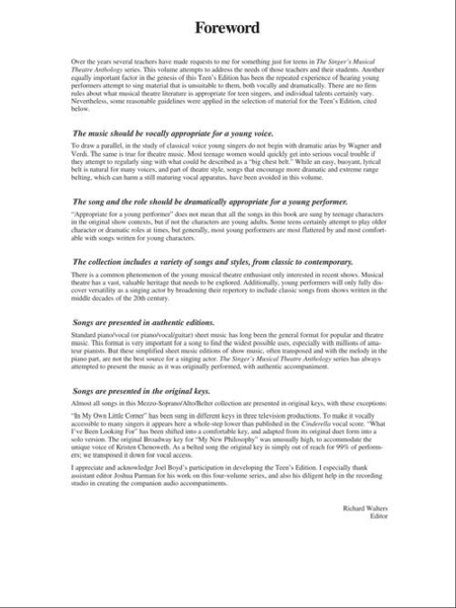 The Singer's Musical Theatre Anthology – Teen's Edition Mezzo-Soprano Voice scores gallery preview page 3