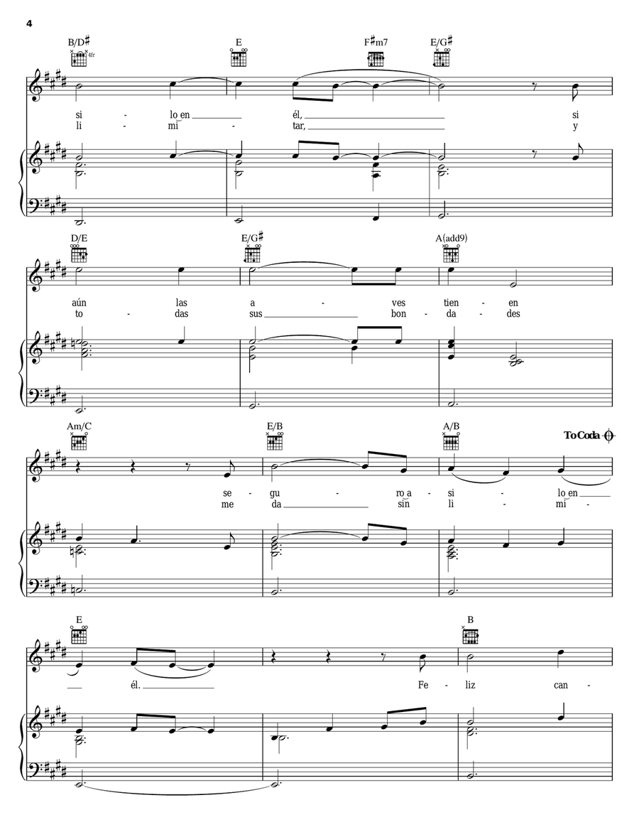Como Podre Estar Triste (His Eye Is On The Sparrow) Piano, Vocal, Guitar scores gallery preview page 4