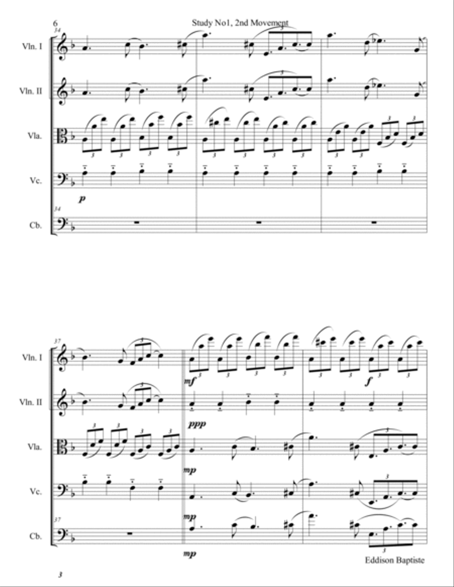 Study No1, 2nd Movement ADAGIO DOLORE String Orchestra scores gallery preview page 6