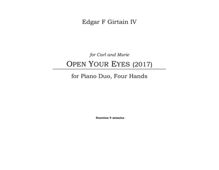 Open Your Eyes, for Piano Duet (1 Piano, 4 Hands) image number null