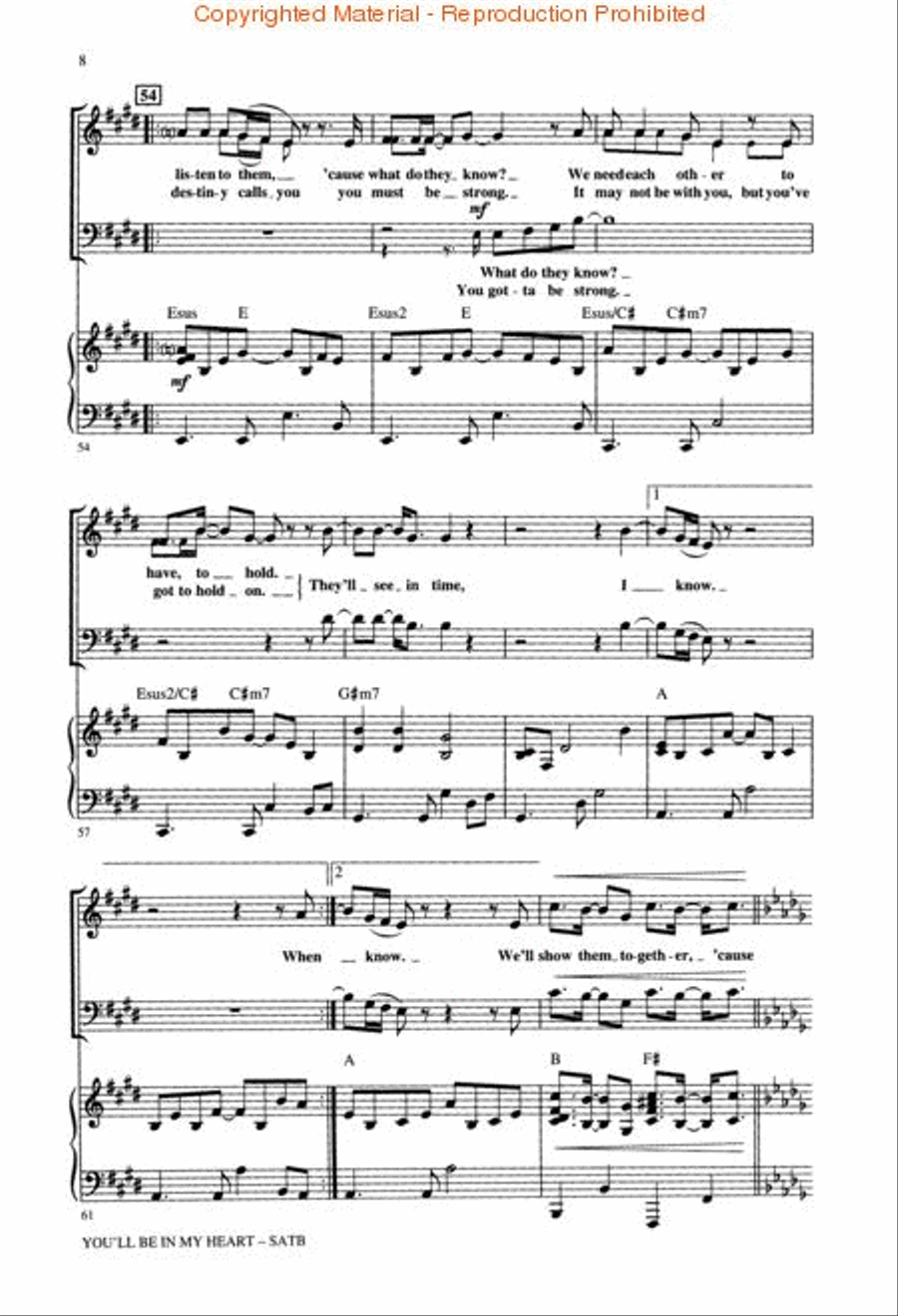 You'll Be in My Heart (Pop Version) 4-Part scores gallery preview page 3