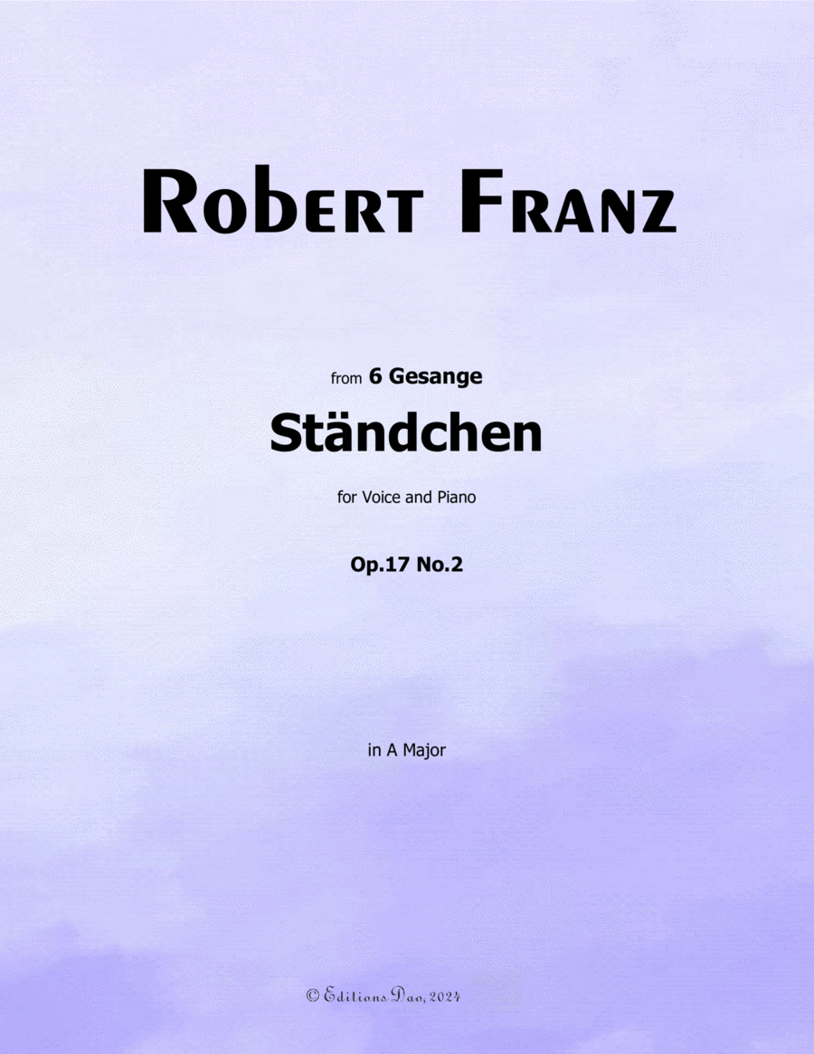 Standchen, by Robert Franz, in A Major Voice scores gallery preview page 1