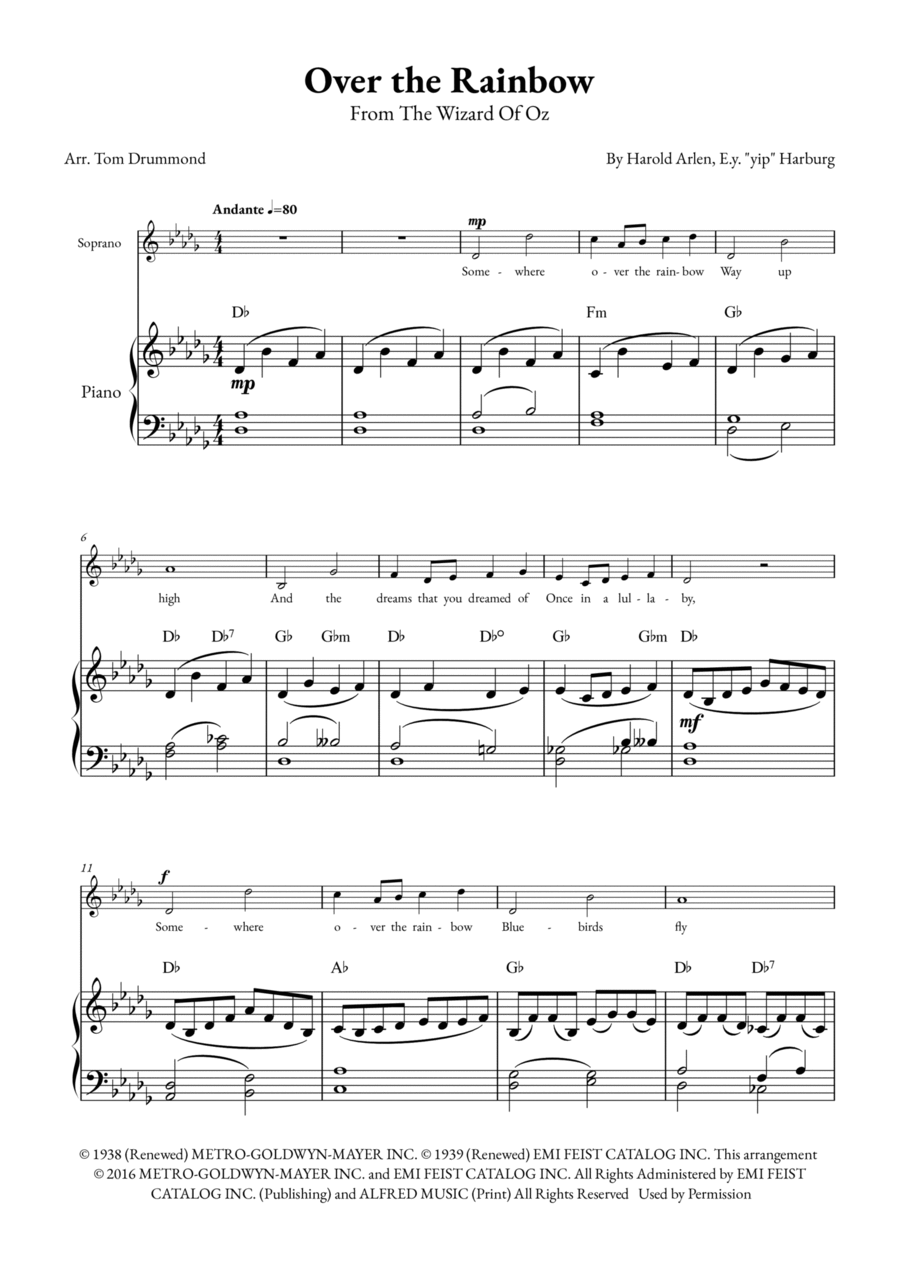Over The Rainbow Over The Rainbow Voice scores gallery preview page 1