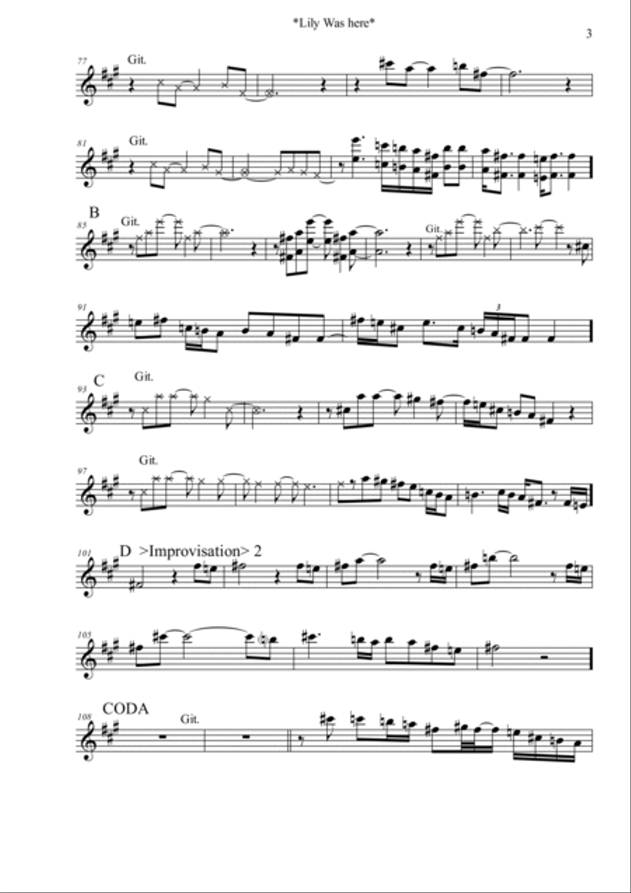 Lily Was Here Tenor Saxophone scores gallery preview page 3