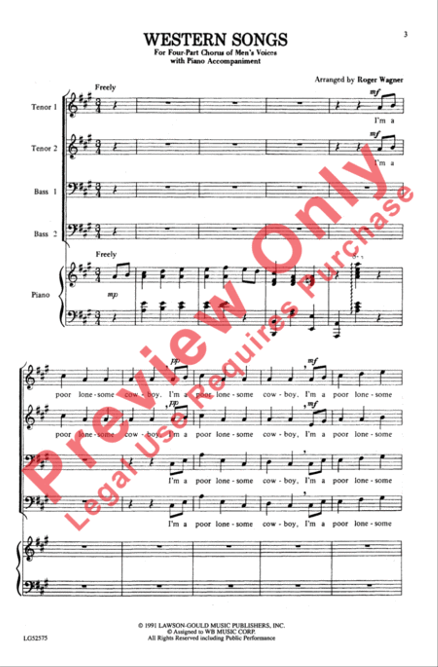 Western Songs Men's Choir scores gallery preview page 2