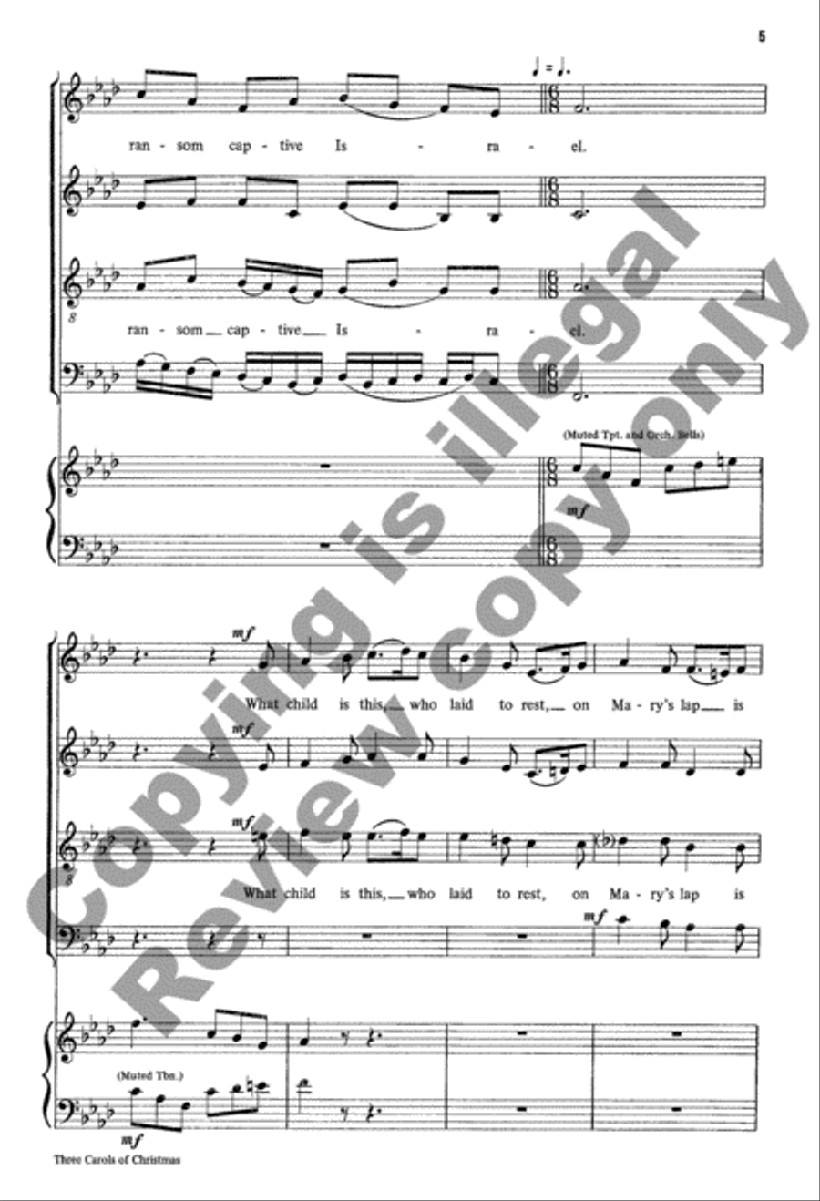 Three Carols of Christmas 4-Part scores gallery preview page 6