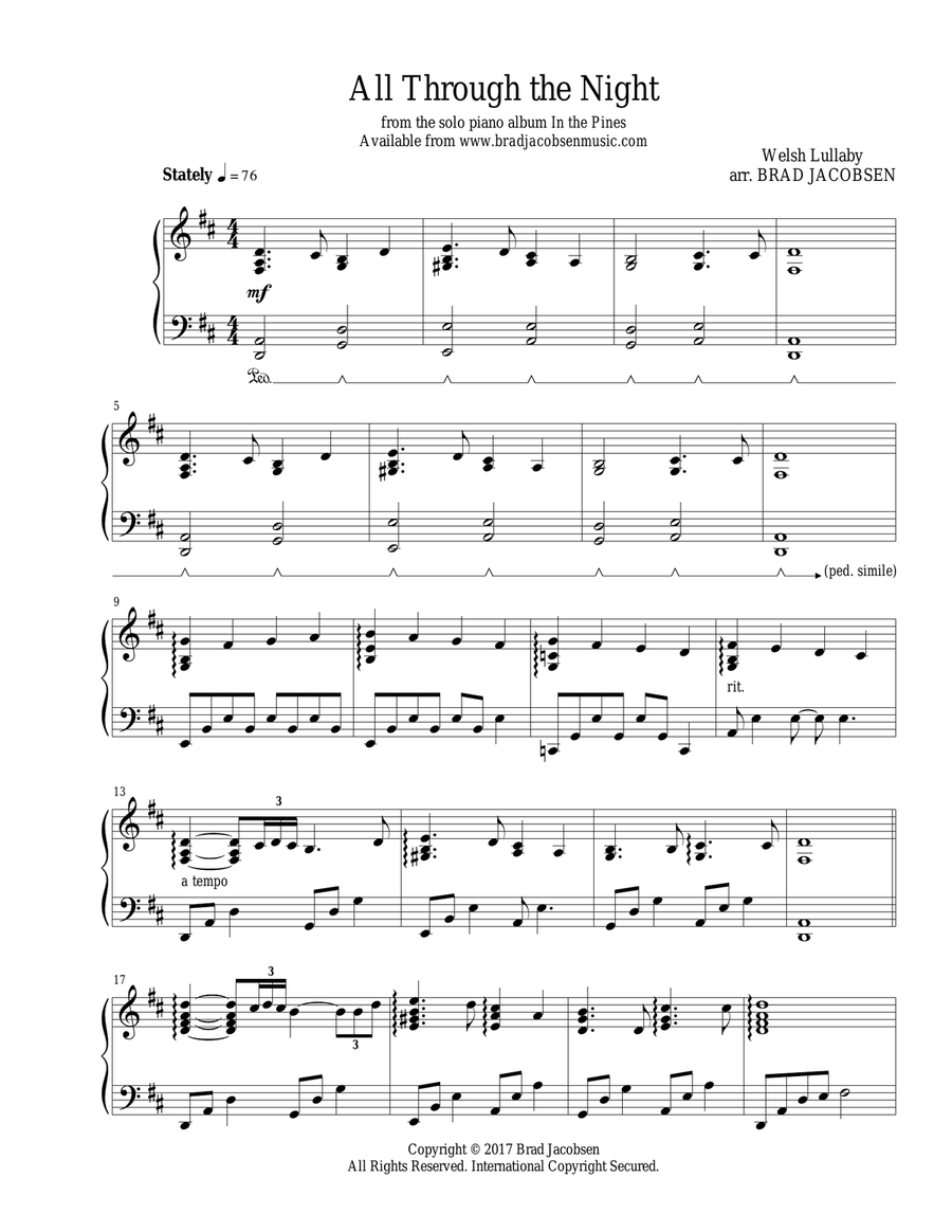 All Through the Night Piano Solo scores gallery preview page 1