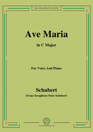 Book cover for Schubert-Ave maria in C Major,for voice and piano