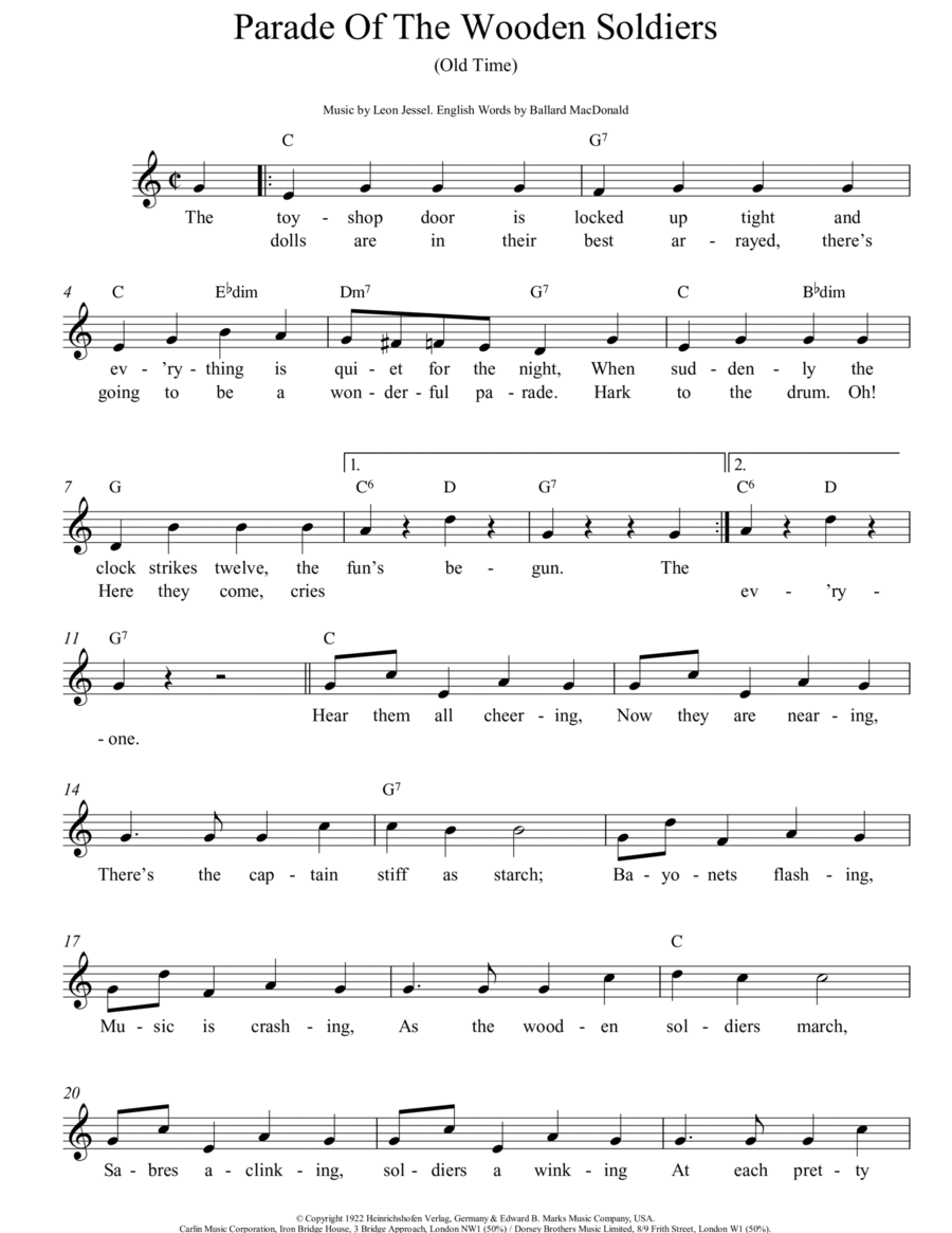 Parade Of The Wooden Soldiers Piano scores gallery preview page 1