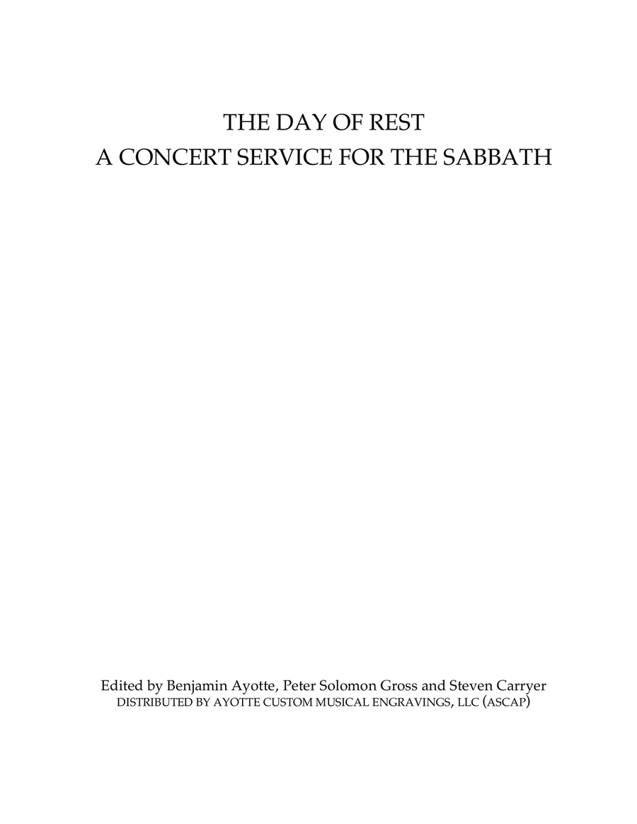 Book cover for The Day of Rest for Cantor and SATB Mixed Chorus (A Cappella Vocal Edition, S'fardic Hebrew Dialect)