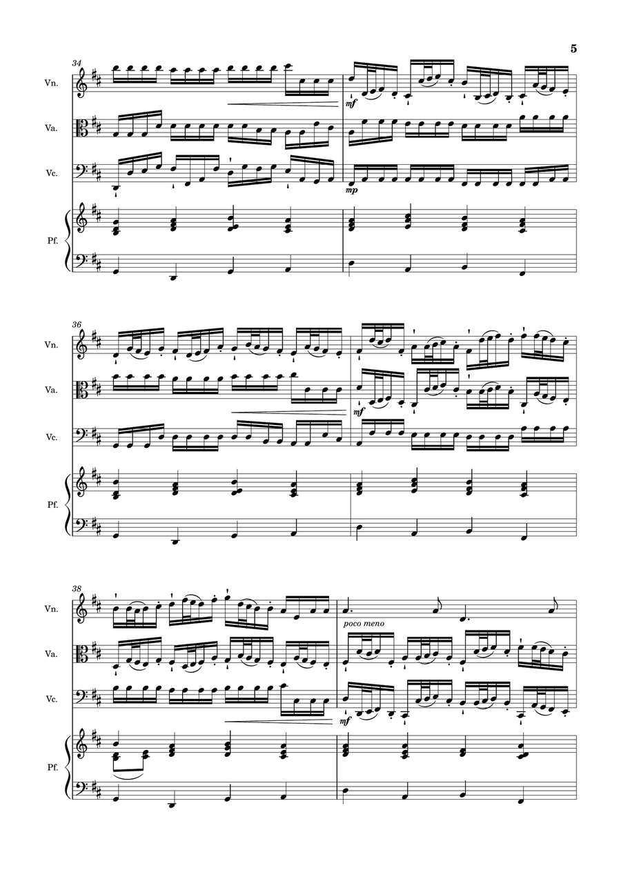 Canon in D Major, P.37; T.337. Arranged for Violin, Viola, Cello and Piano. Score and Parts Small Ensemble scores gallery preview page 5
