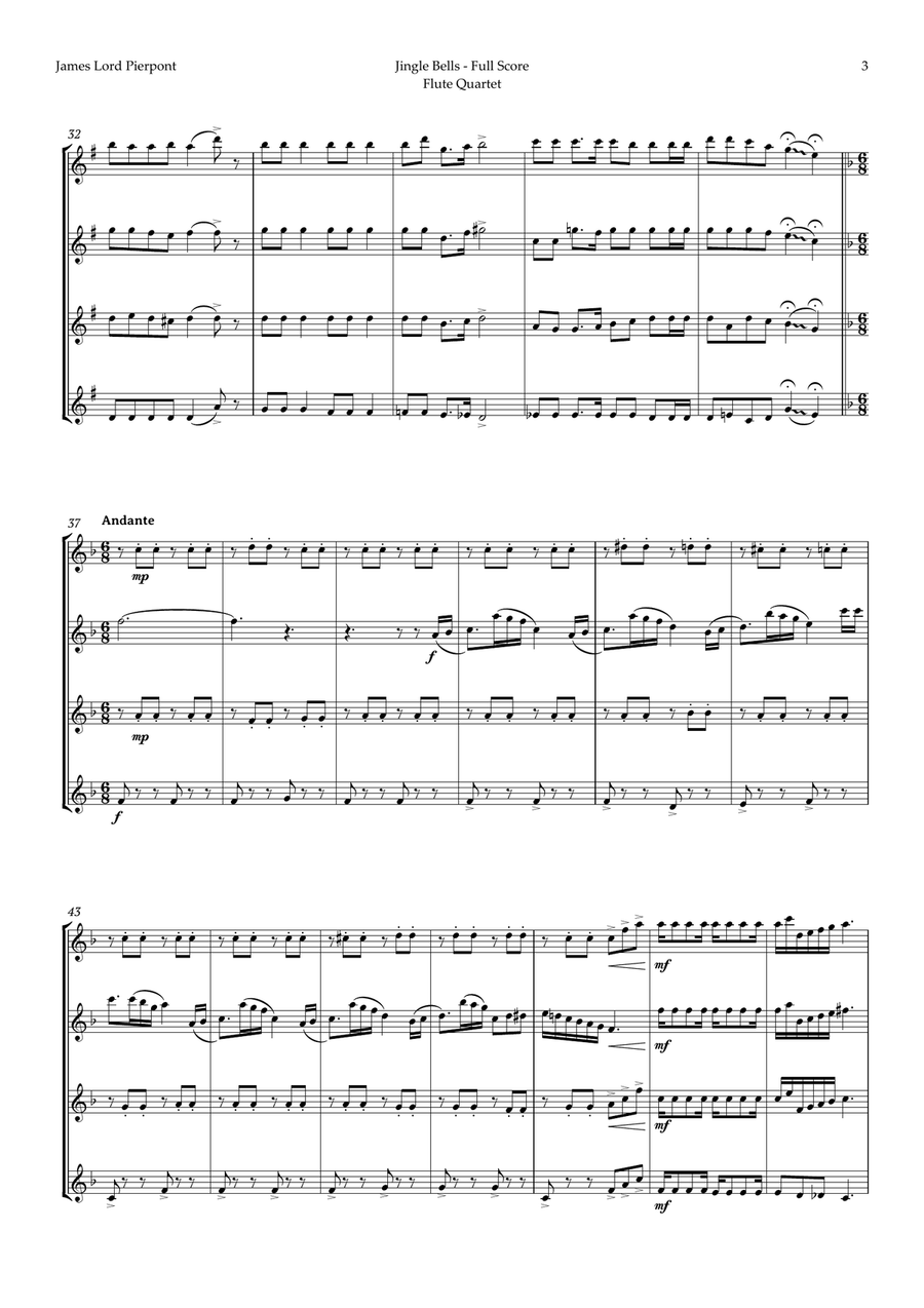 5 Christmas Songs for Flute Quartet plus one Bonus Flute Quartet scores gallery preview page 4