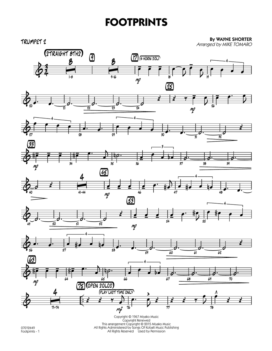 Footprints - Trumpet 2 Trumpet scores gallery preview page 1