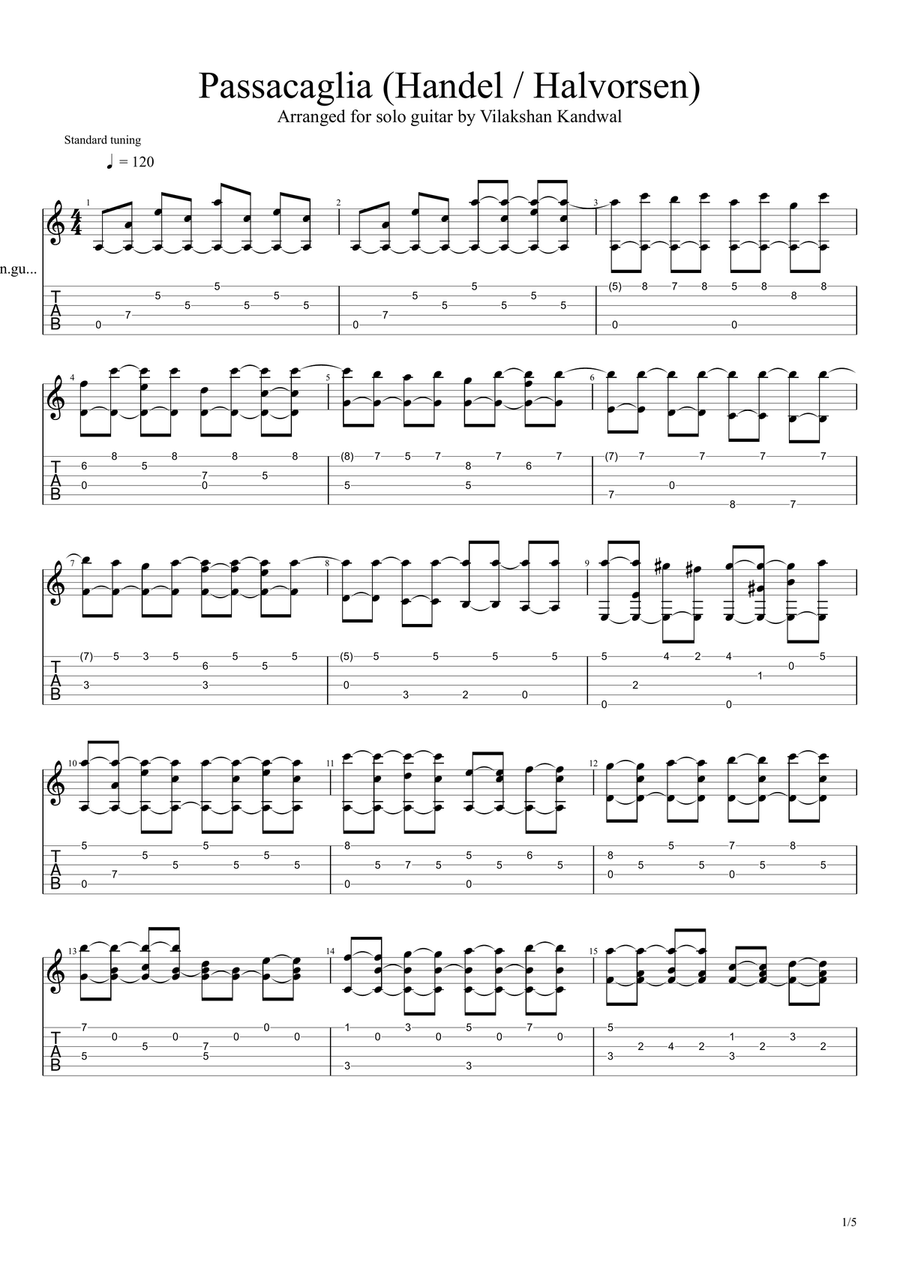 Passacaglia - Handel / Halvorsen Acoustic Guitar scores gallery preview page 1