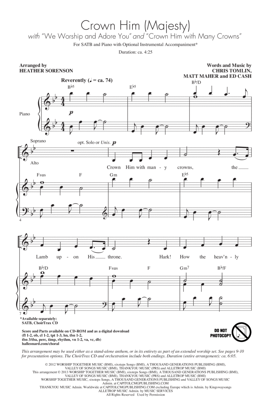 Crown Him (Majesty) 4-Part scores gallery preview page 1