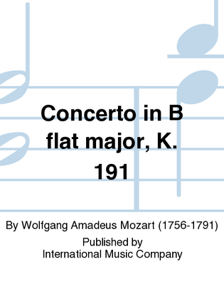 Book cover for Concerto In B Flat Major, K. 191