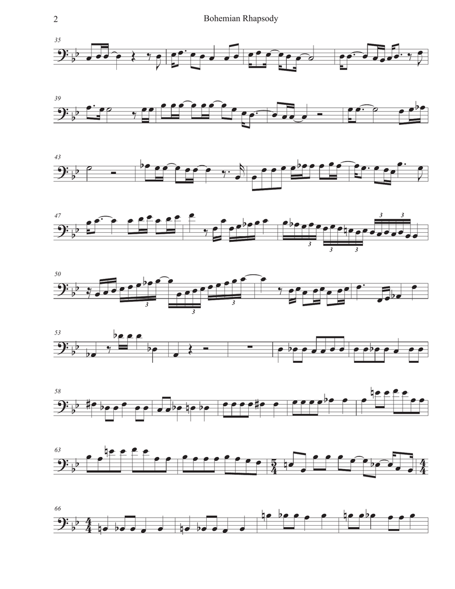 Bohemian Rhapsody Cello Solo scores gallery preview page 2