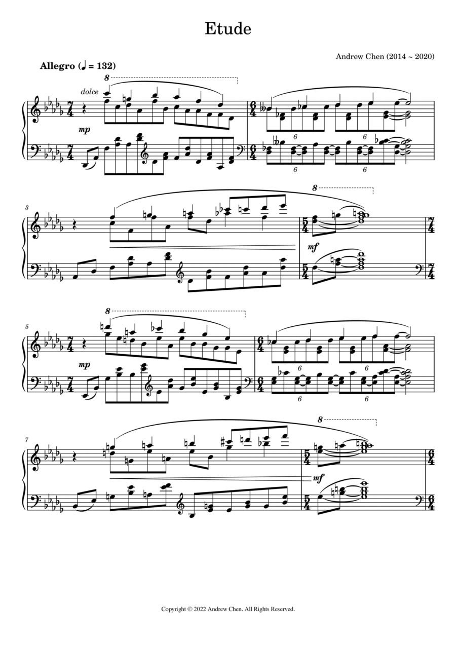 Etude for Solo Piano Piano Method scores gallery preview page 1