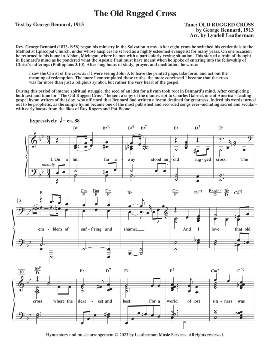 The Old Rugged Cross Piano, Vocal, Guitar scores gallery preview page 1