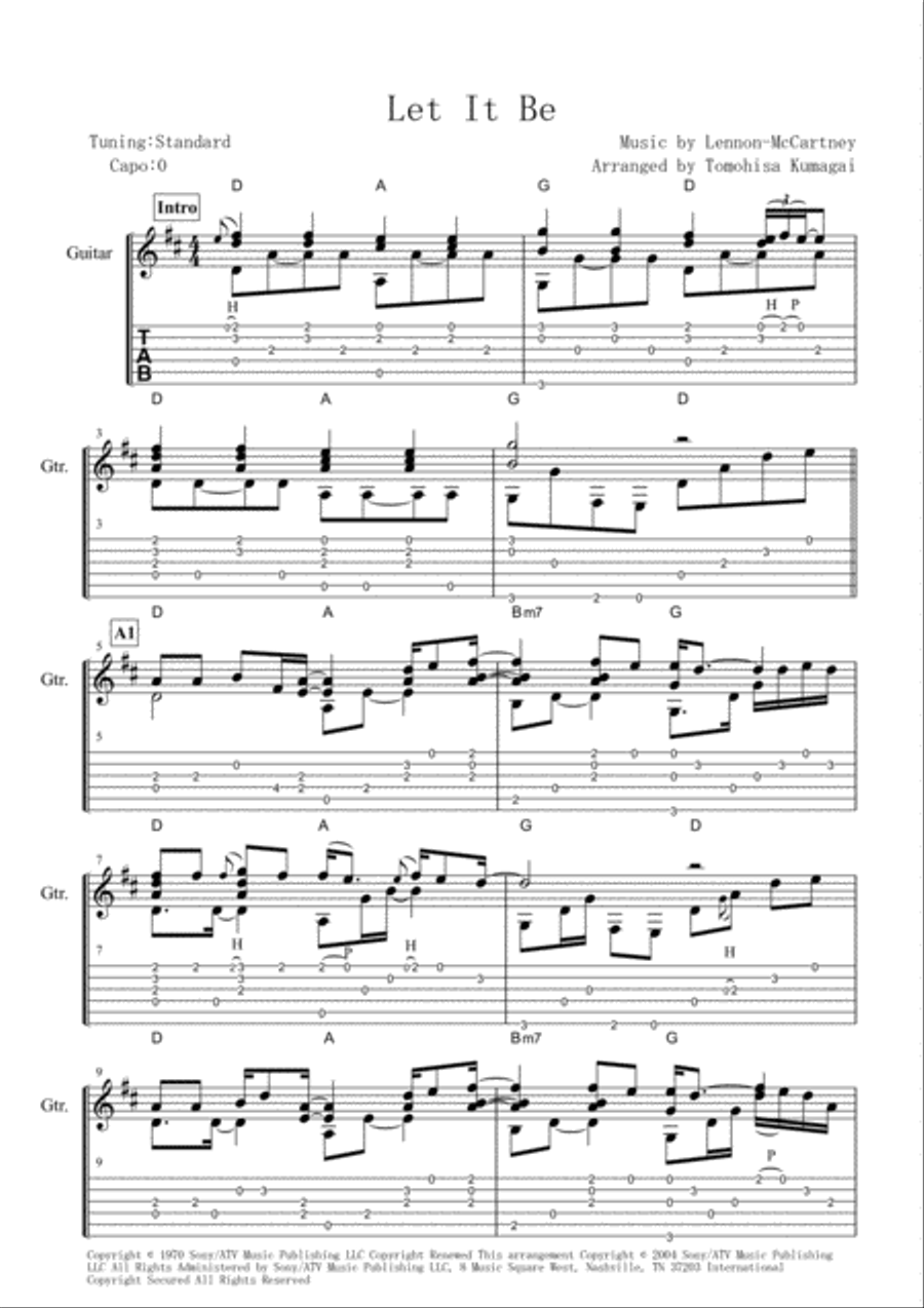 Let It Be Guitar Solo scores gallery preview page 1