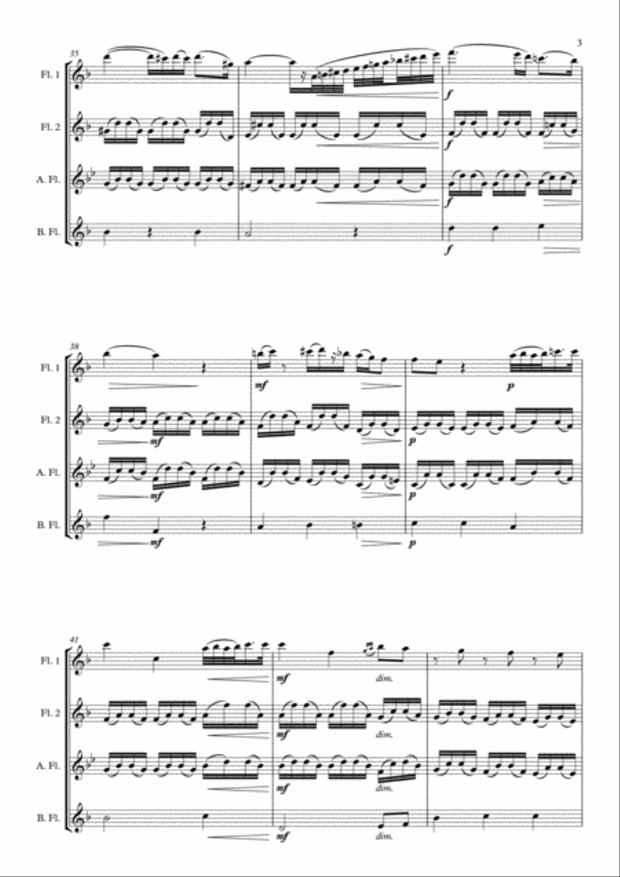Dance of the Blessed Spirits arranged for Flute Quartet Flute Quartet scores gallery preview page 5