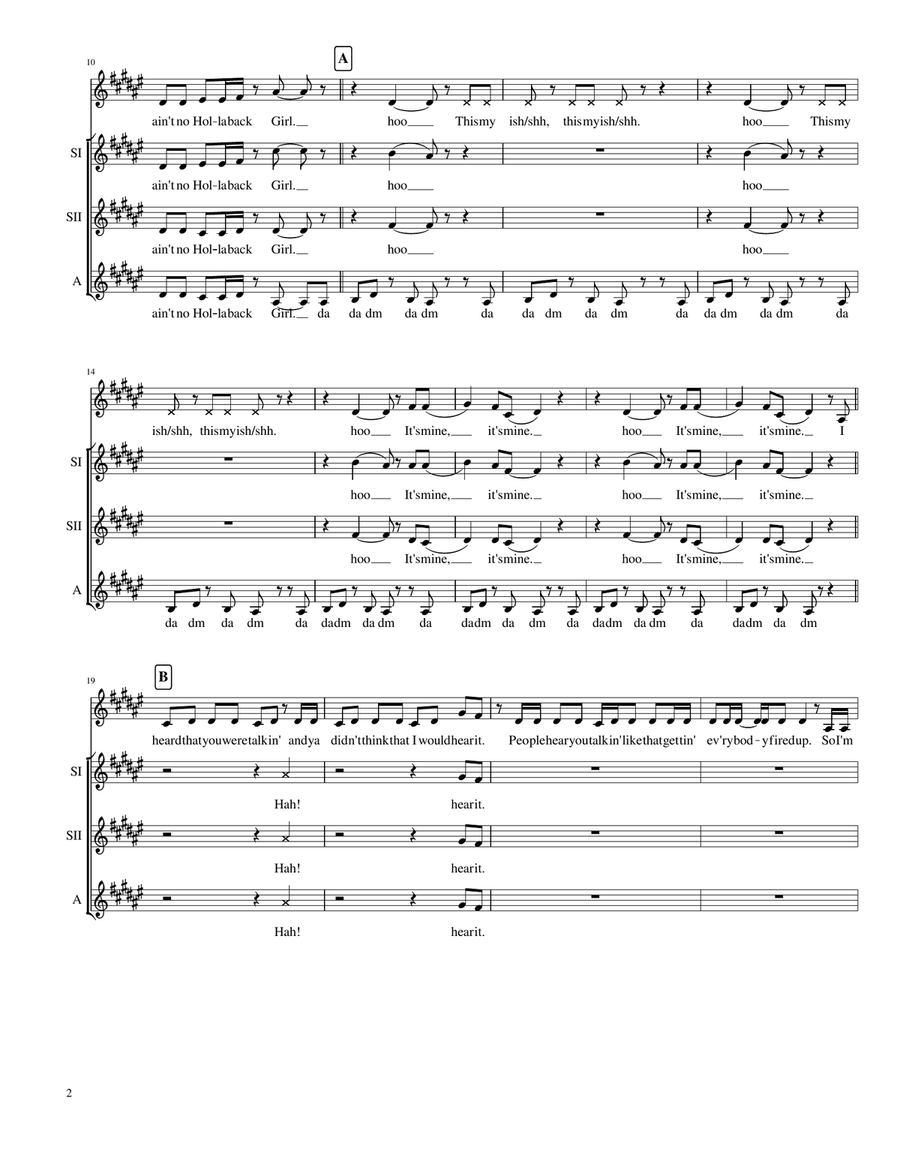 Hollaback Girl SSA scores gallery preview page 2